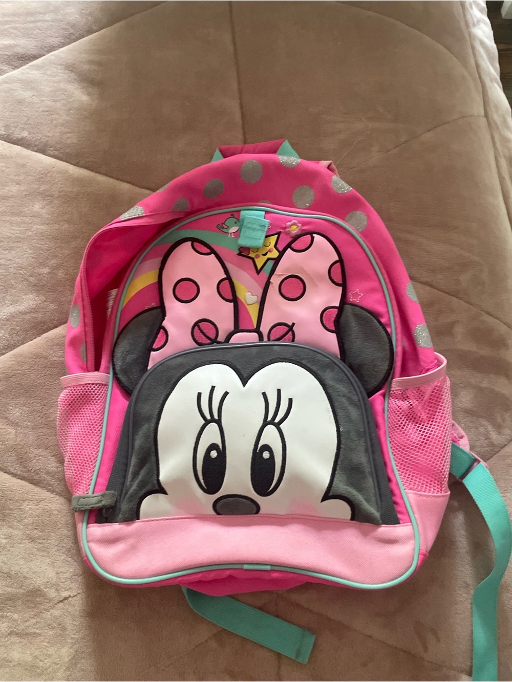 Disney Pink and Teal Minnie Mouse Kids Backpack